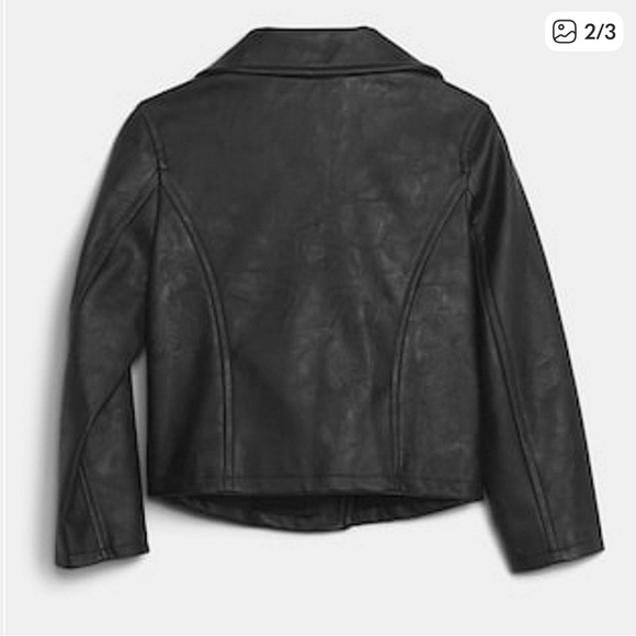 GAP Kids Black Faux Leather Jacket - Picture 2 of 5